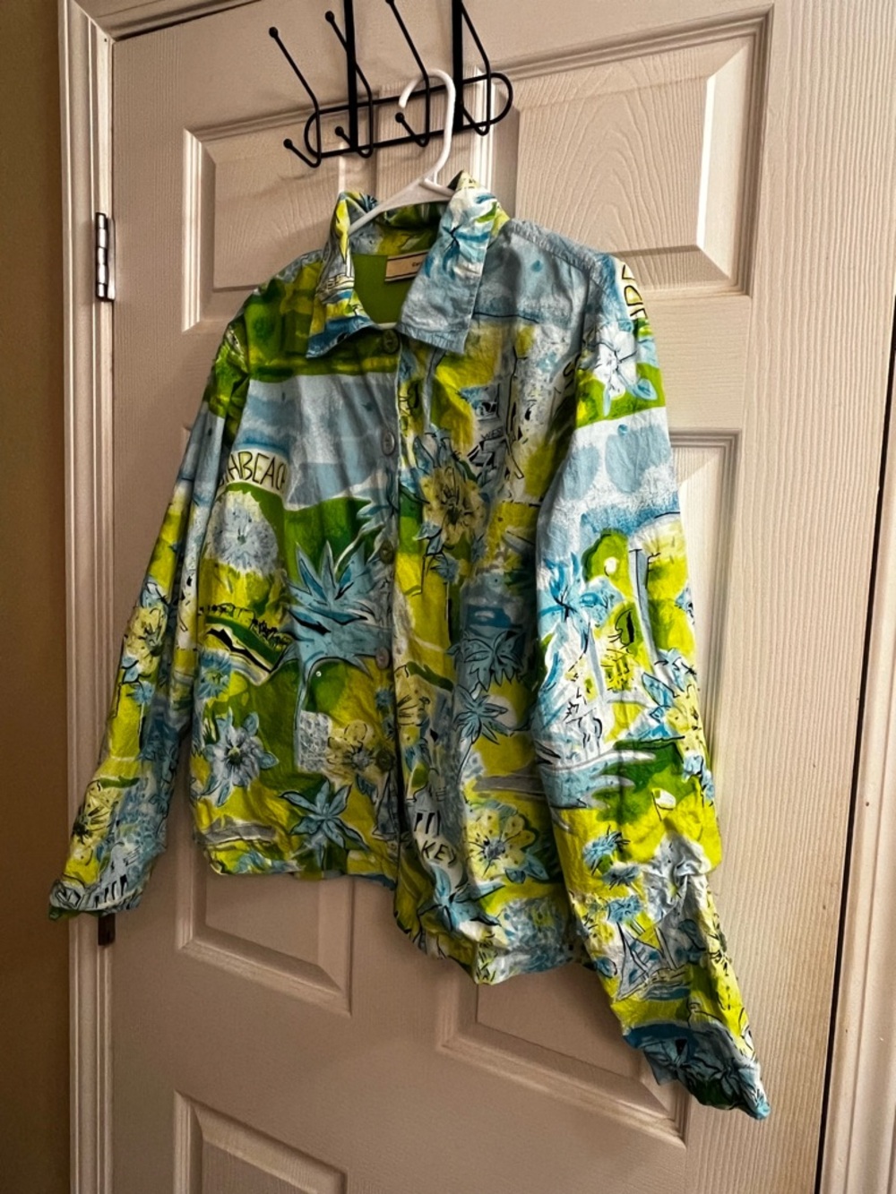 CARRIE ALLEN ~ COSMIC BLUE BEACH SCENIC SKETCH JACKET ~ XL - Picture 8 of 15